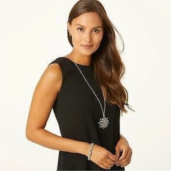 NWT New One Love Silver Crystal Sunburst Convertible Long or Short Necklace